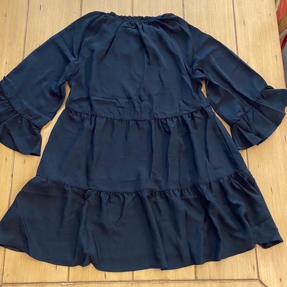 Women’s Black Longer Sleeve Mini Dress Viola Peasant Ruffle New XS - Picture 4 of 14